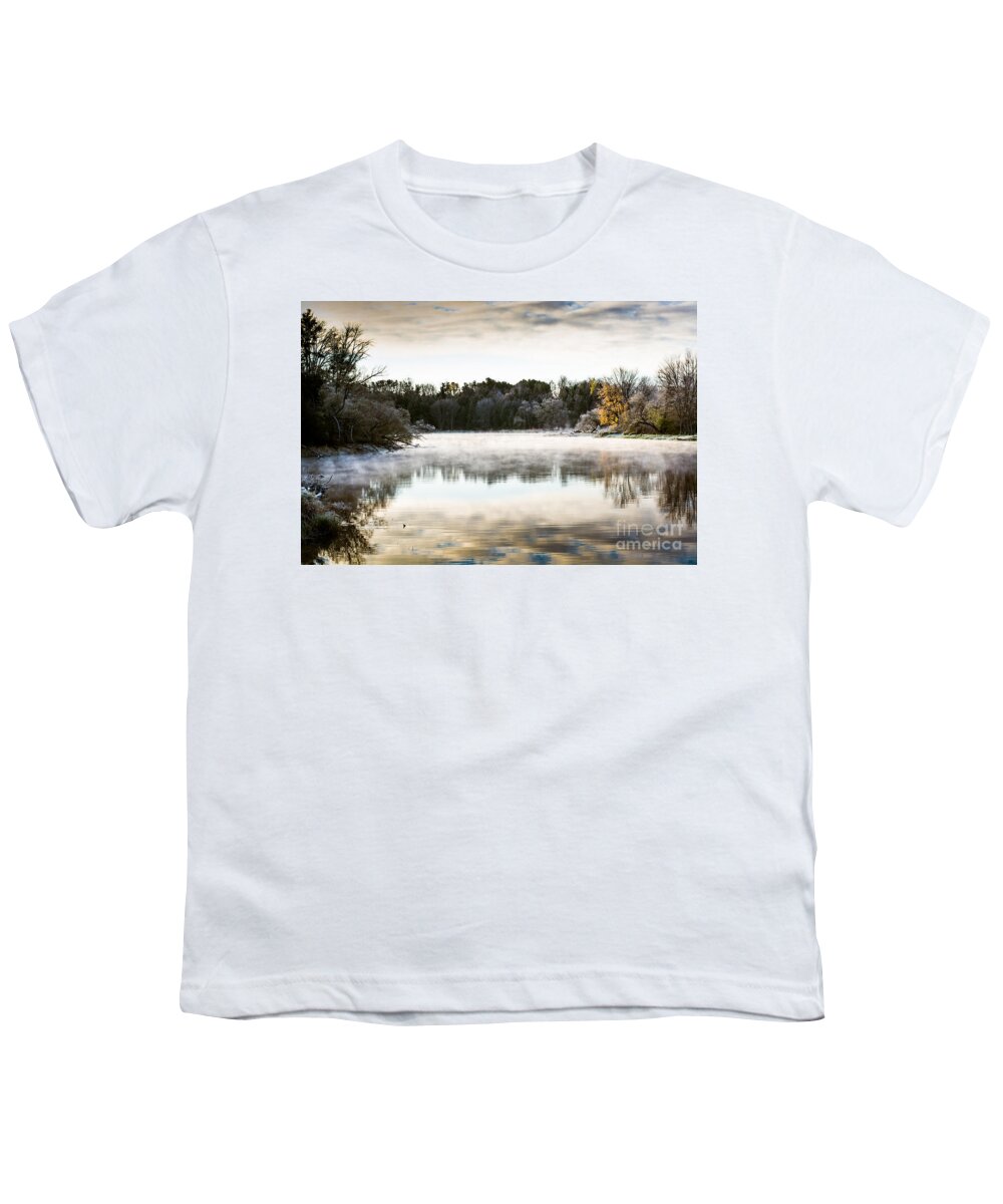 River Youth T-Shirt featuring the photograph Fall scene on the Mississippi by Cheryl Baxter