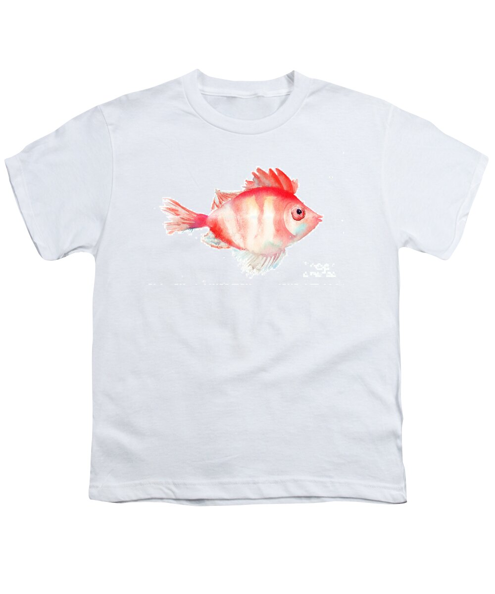Cartoon Youth T-Shirt featuring the painting Fish by Regina Jershova
