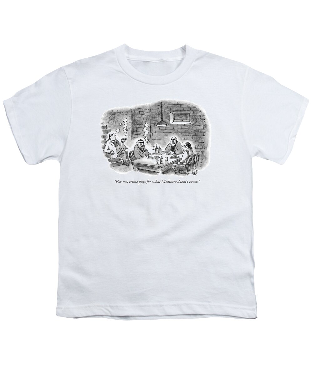 Criminals Youth T-Shirt featuring the drawing Four Criminal Types Sit In A Basement by Frank Cotham