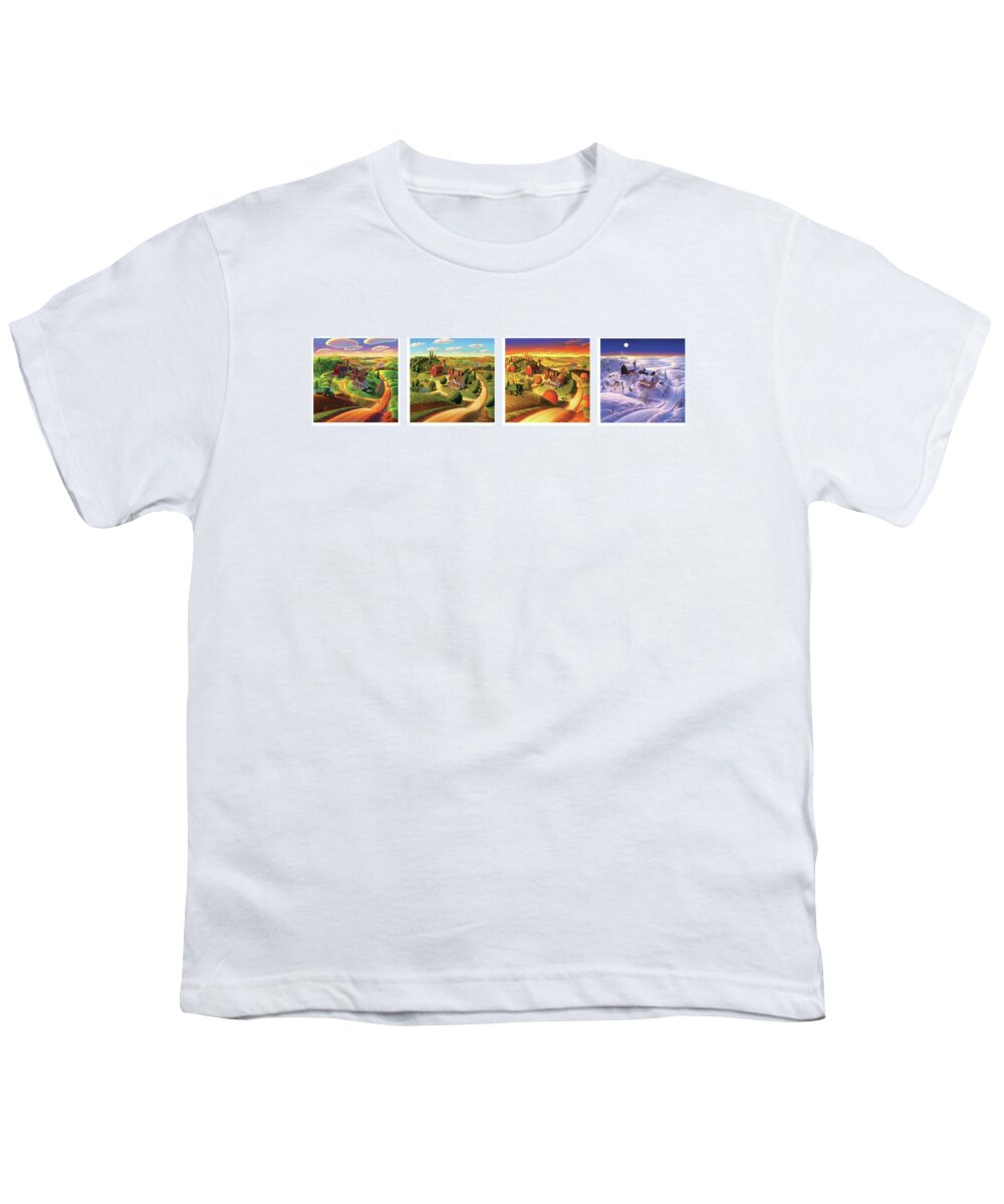  Four Seasons Youth T-Shirt featuring the painting Four Seasons on the Farm by Robin Moline