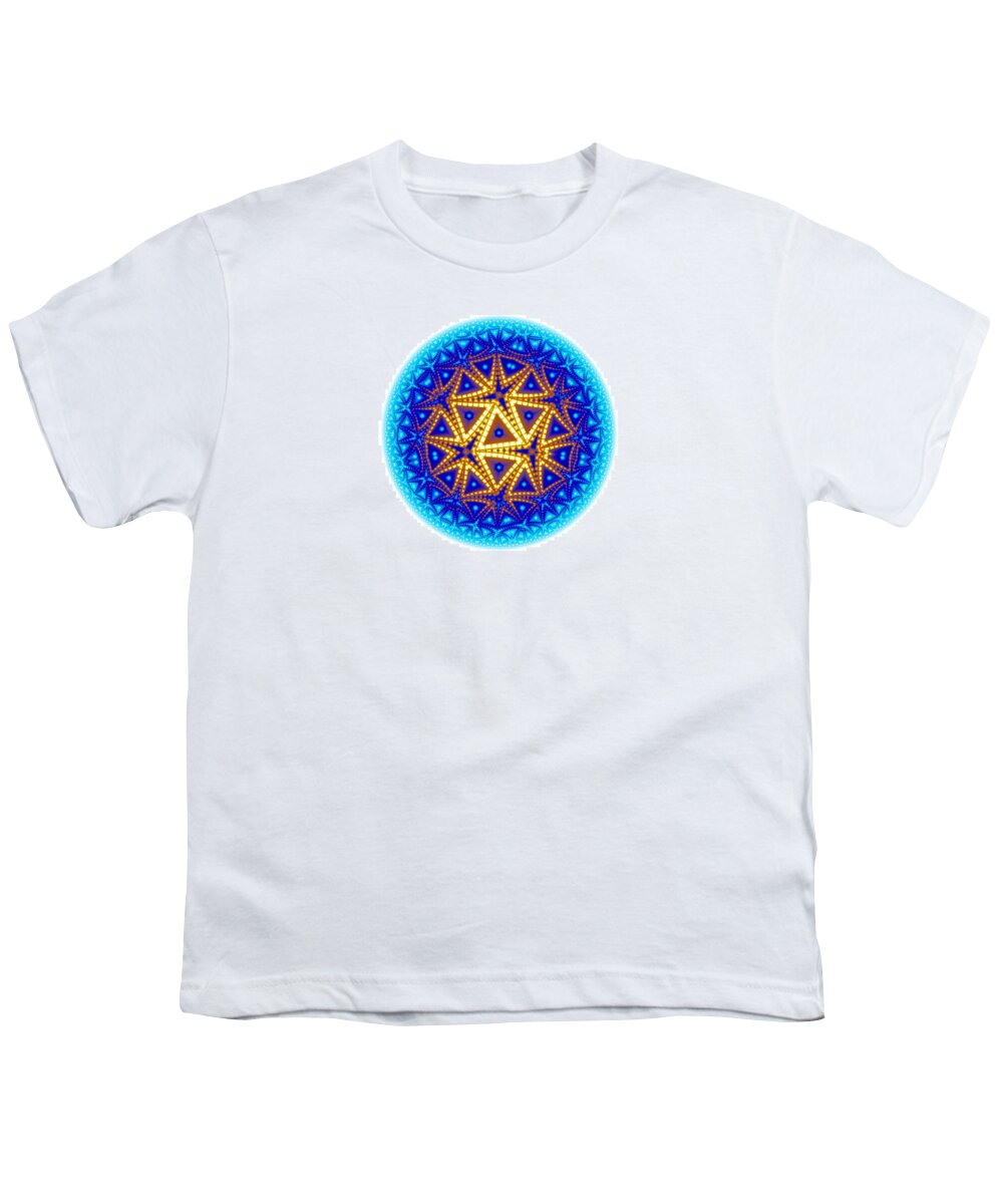 Mandala Youth T-Shirt featuring the digital art Fractal Escheresque Winter Mandala 6 by Hakon Soreide