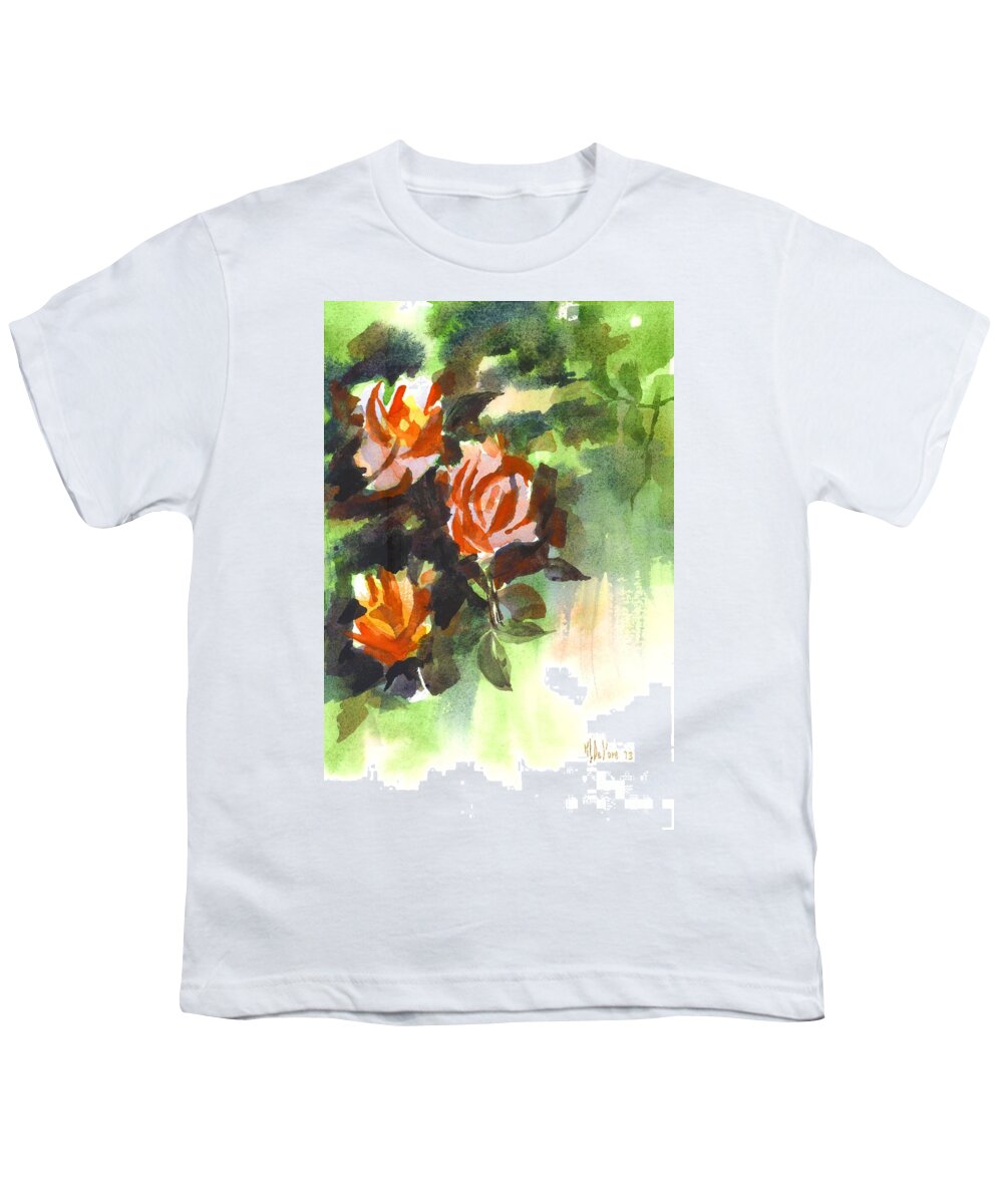 Fugitive Red Roses Youth T-Shirt featuring the painting Fugitive Red Roses by Kip DeVore