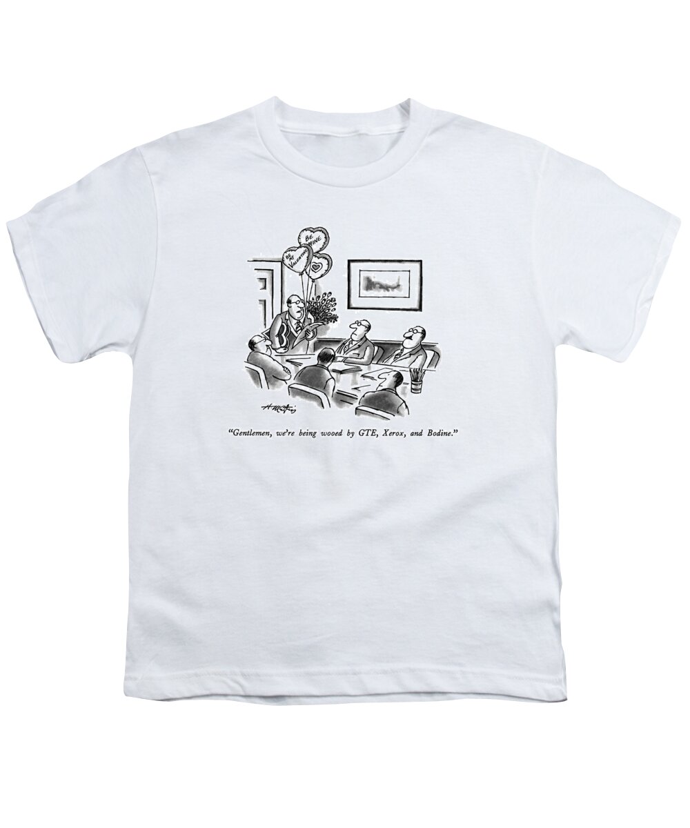 Meetings Youth T-Shirt featuring the drawing Gentlemen, We're Being Wooed By Gte, Xerox by Henry Martin