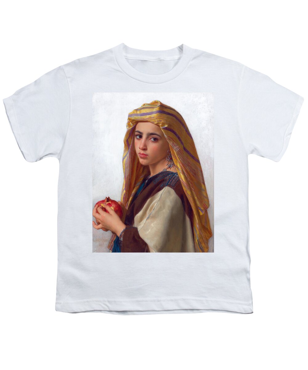  William-adolphe Bouguereau Youth T-Shirt featuring the painting Girl with a pomegranate by William-Adolphe Bouguereau