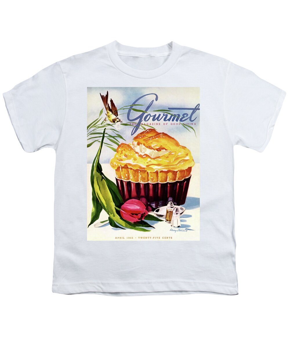 Illustration Youth T-Shirt featuring the photograph Gourmet Cover Illustration Of A Souffle And Tulip by Henry Stahlhut