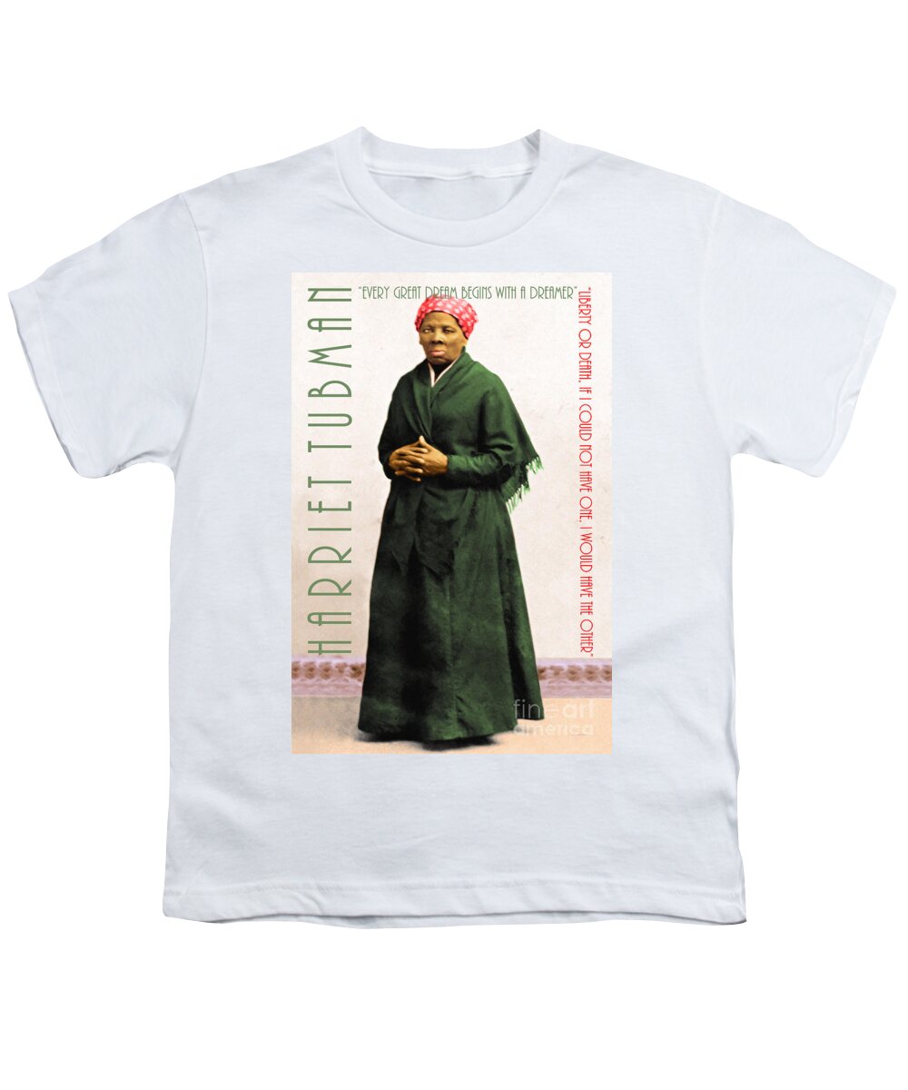 Harriet Tubman Youth T-Shirt featuring the photograph Harriet Tubman 20140210v1 with text by Wingsdomain Art and Photography