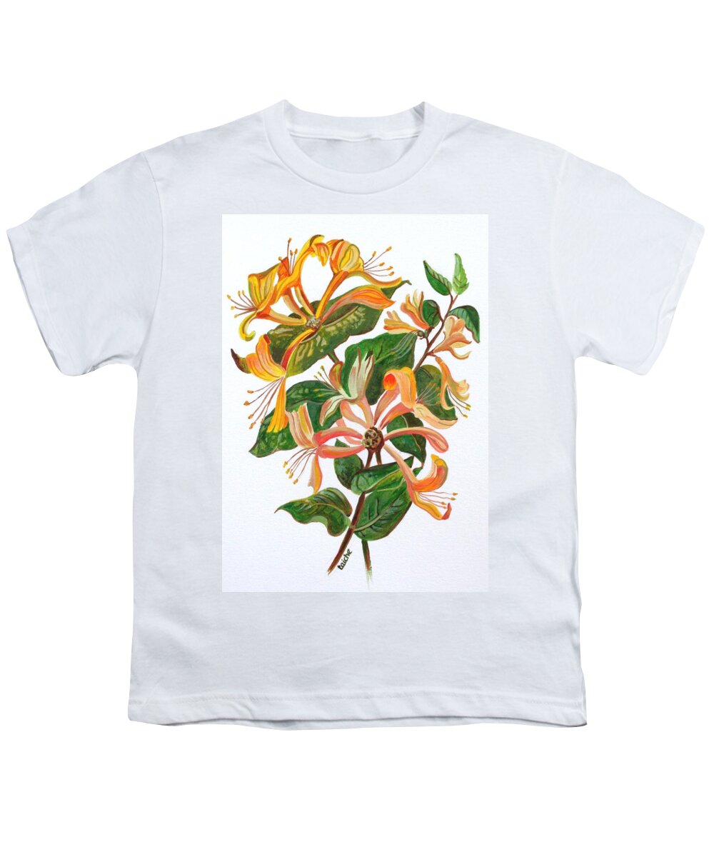 Honeysuckles Youth T-Shirt featuring the painting Honeysuckle by Taiche Acrylic Art