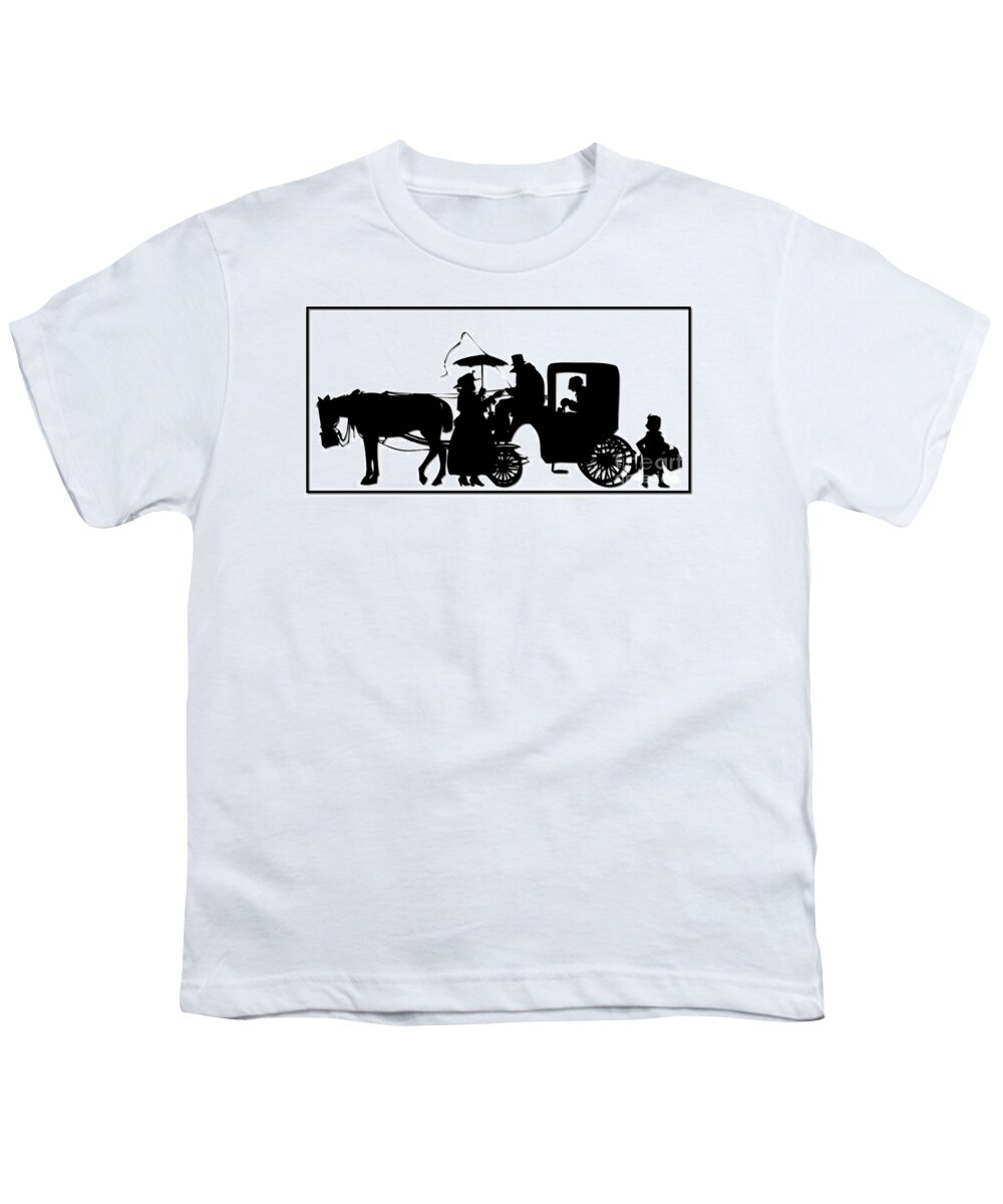 Horses Youth T-Shirt featuring the digital art Horse and Carriage Silhouette by Rose Santuci-Sofranko