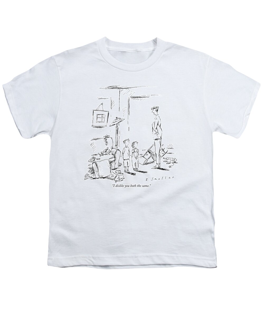 Mothers Youth T-Shirt featuring the drawing I Dislike You Both The Same by Barbara Smaller