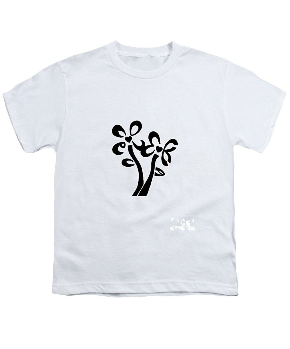 I Love You Flowers Youth T-Shirt featuring the drawing I Love You Flowers by Tamir Barkan