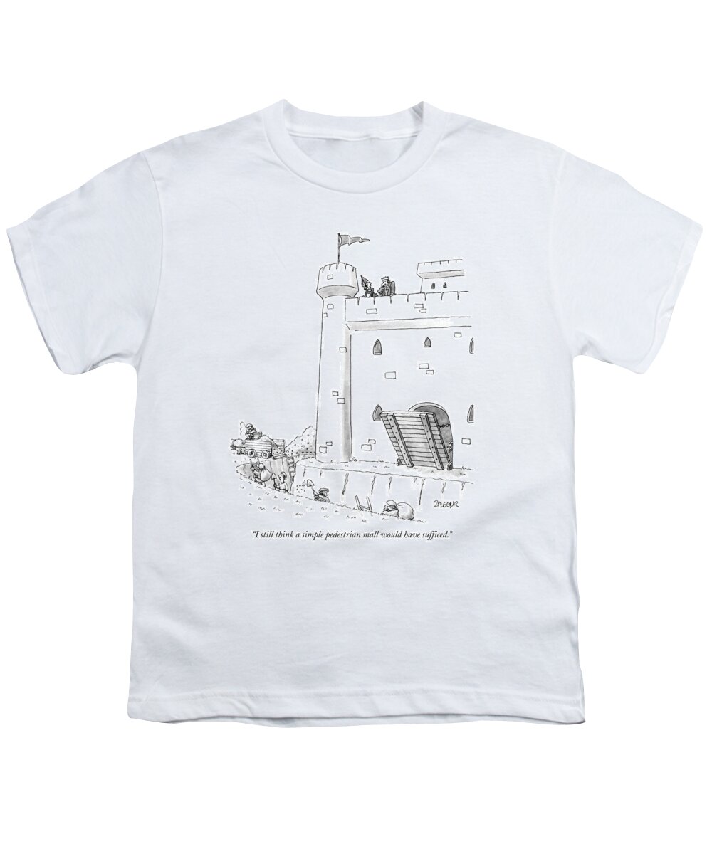 Royalty Youth T-Shirt featuring the drawing I Still Think A Simple Pedestrian Mall by Jack Ziegler
