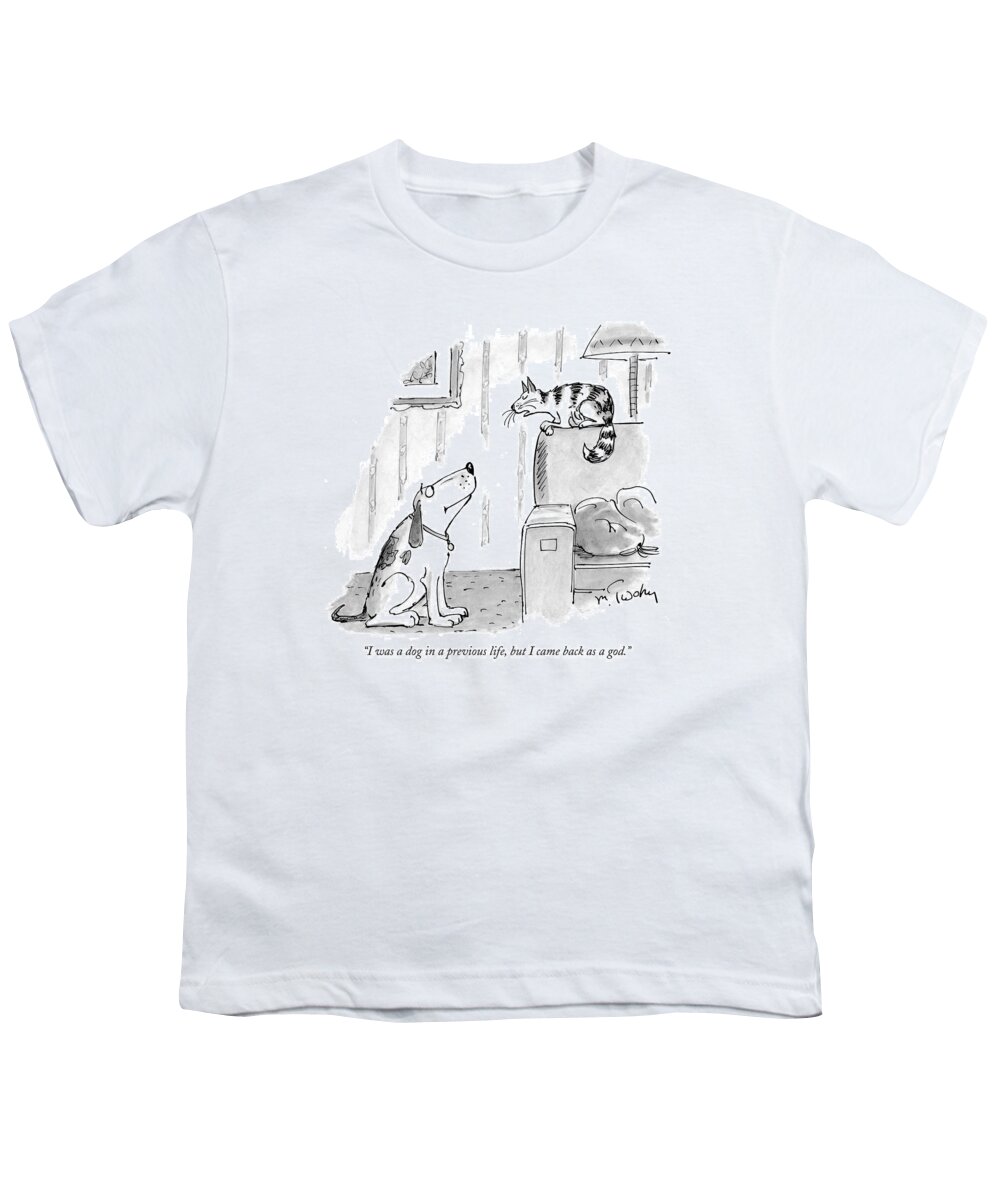 Dogs - General Youth T-Shirt featuring the drawing I Was A Dog In A Previous Life by Mike Twohy