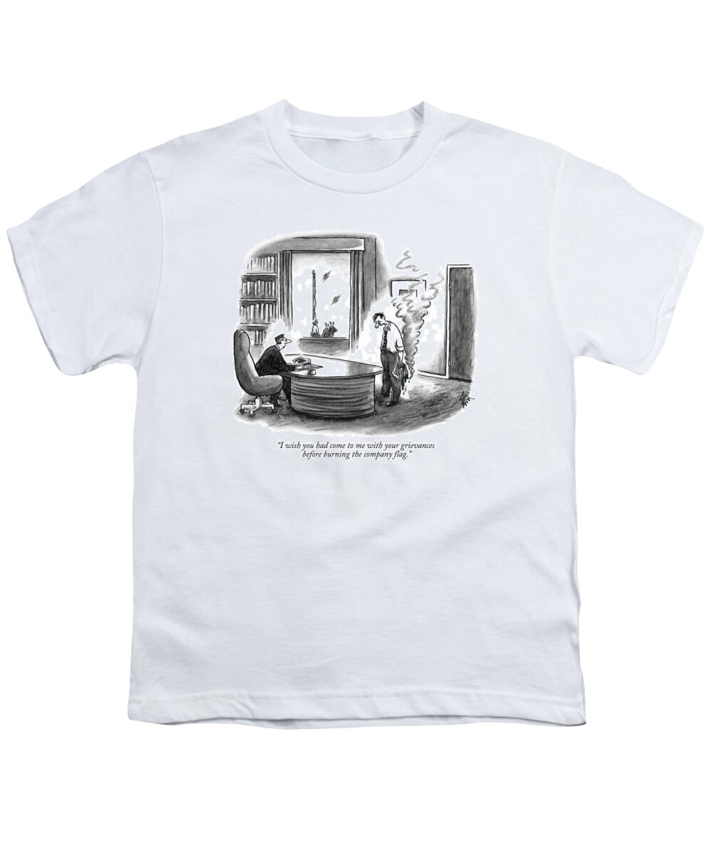 Executives Youth T-Shirt featuring the drawing I Wish You Had Come To Me With Your Grievances by Frank Cotham