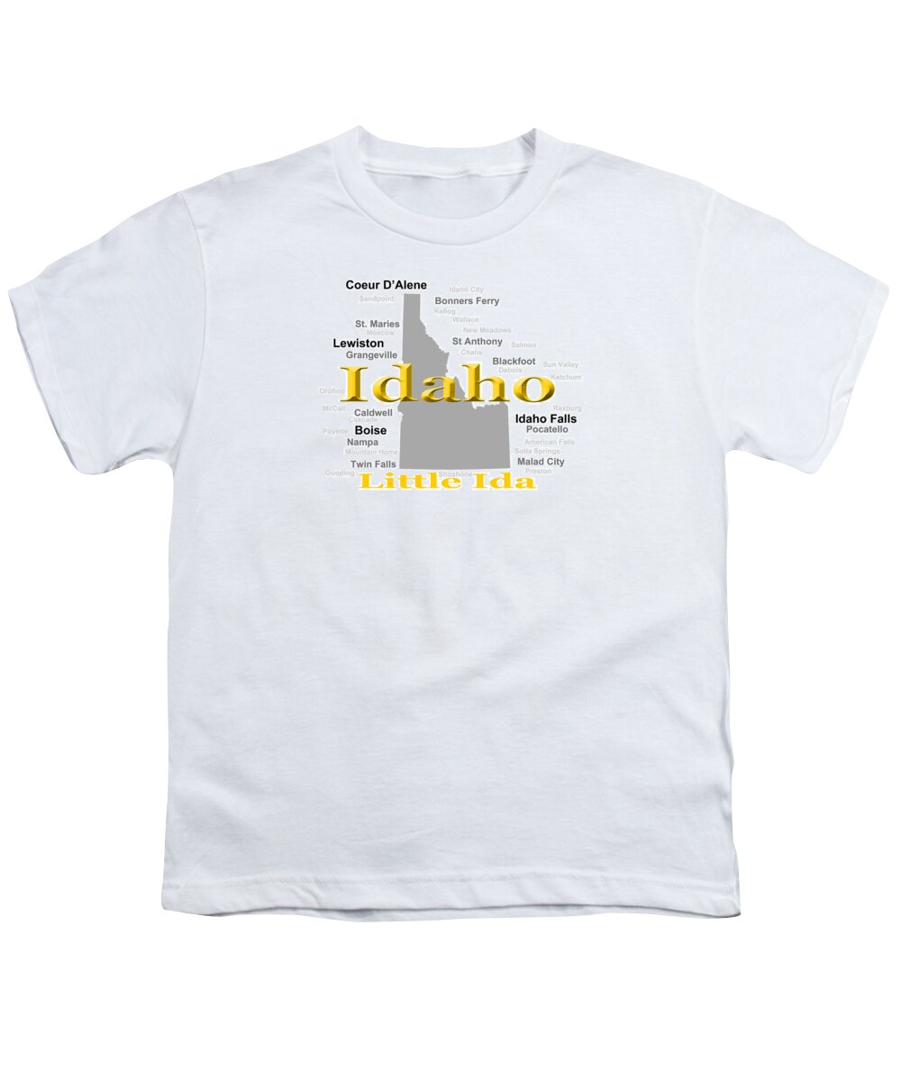 Idaho Youth T-Shirt featuring the photograph Idaho State Pride Map Silhouette by Keith Webber Jr