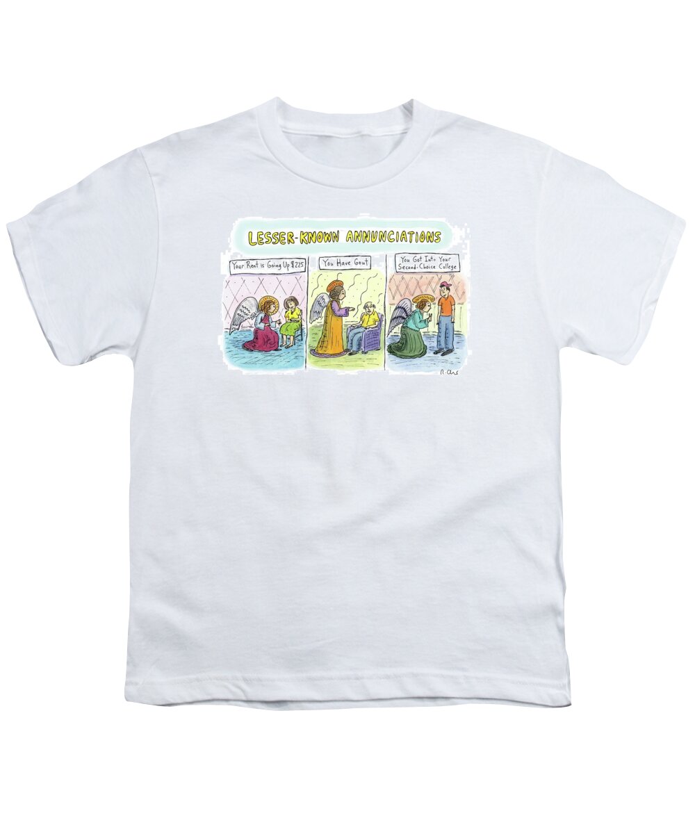 Angels Youth T-Shirt featuring the drawing In The First Panel by Roz Chast