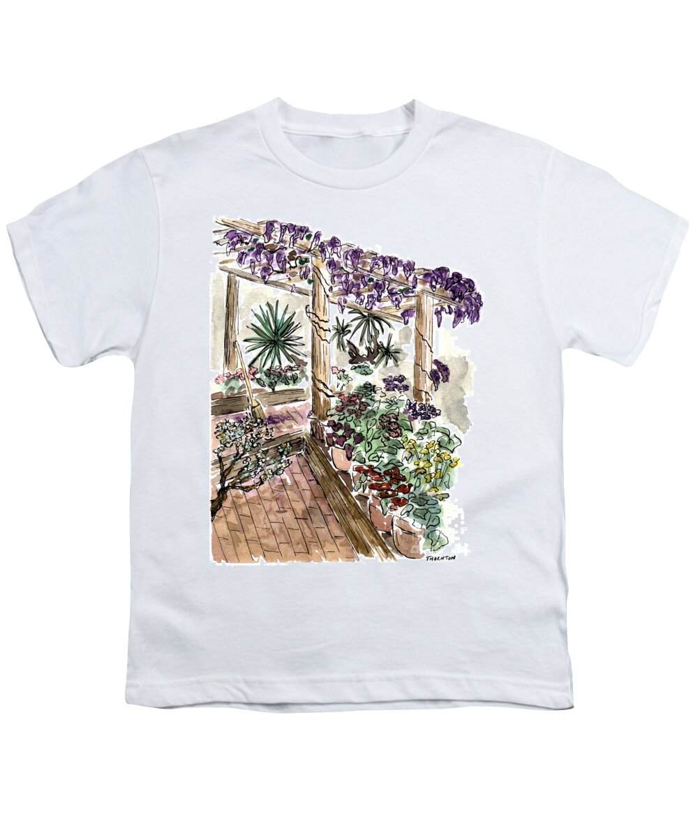 Greenhouse Youth T-Shirt featuring the painting In the Greenhouse by Diane Thornton