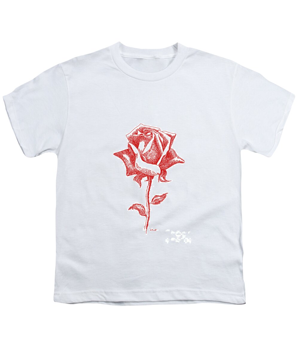 Rose Youth T-Shirt featuring the drawing iPhone-Case-Flower-Rose2 by Gordon Punt