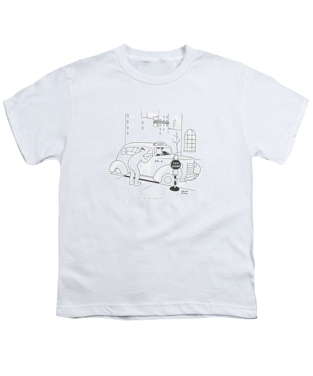 110290 Cda Chon Day Nude Man To Taxi Driver. Auto Automobiles Autos Cabs Car Cars Drive Driver Drives Driving Man Naked Nude Nudes Stand Taxi Taxis Traf?c Transit Youth T-Shirt featuring the drawing Is This Cab Heated? by Chon Day