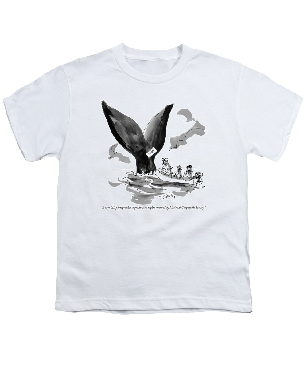 National Geographic Society Youth T-Shirt featuring the drawing It Says, 'all Photographic-reproduction Rights by Donald Reilly