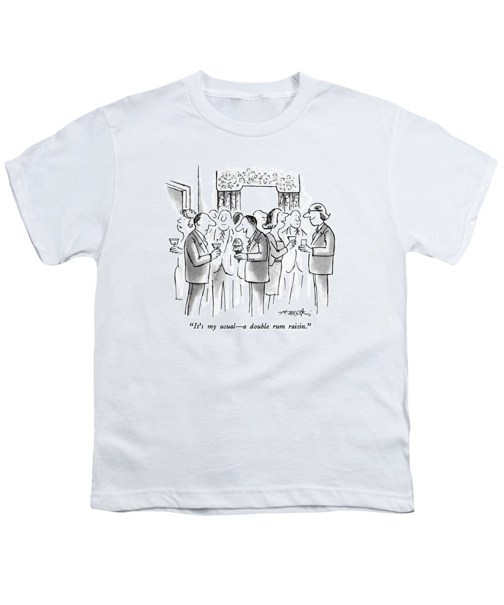 

 Man Youth T-Shirt featuring the drawing It's My Usual - A Double Rum Raisin by Henry Martin