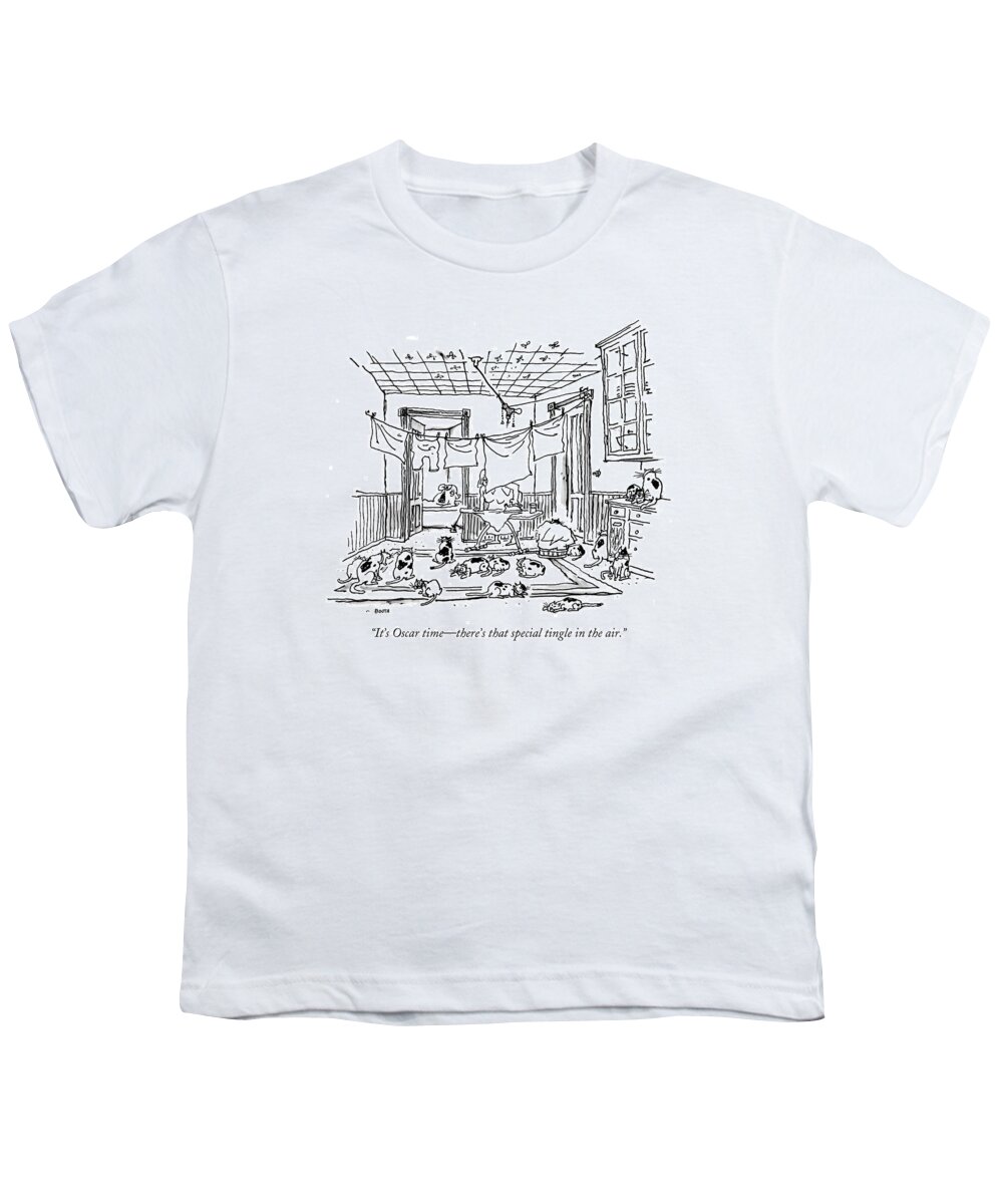 Academy Awards Youth T-Shirt featuring the drawing It's Oscar Time - There's That Special Tingle by George Booth