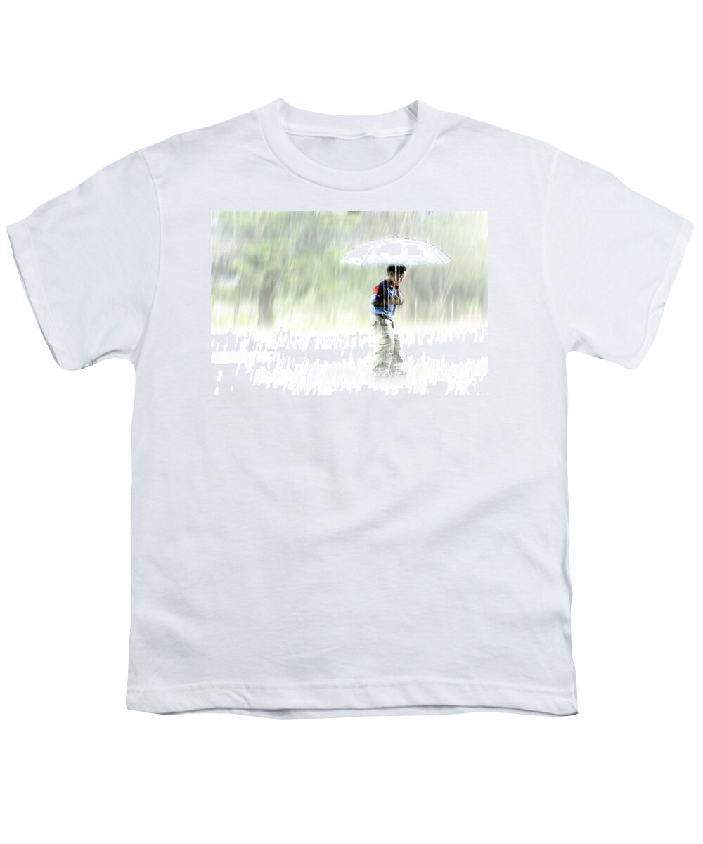 Children Youth T-Shirt featuring the photograph It's Raining Outside by Heiko Koehrer-Wagner