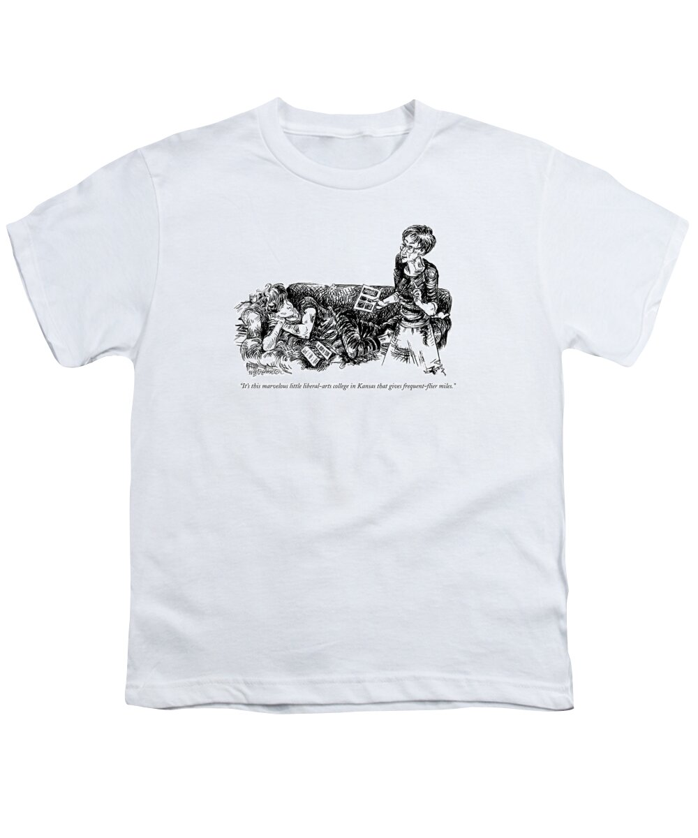 Education Youth T-Shirt featuring the drawing It's This Marvelous Little Liberal-arts College by William Hamilton