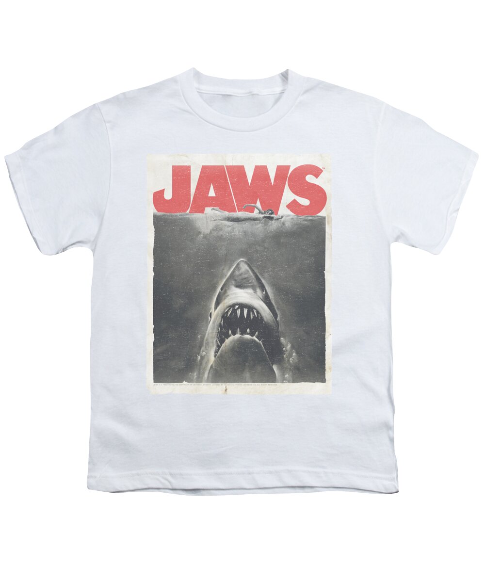 Jaws Youth T-Shirt featuring the digital art Jaws - Classic Fear by Brand A