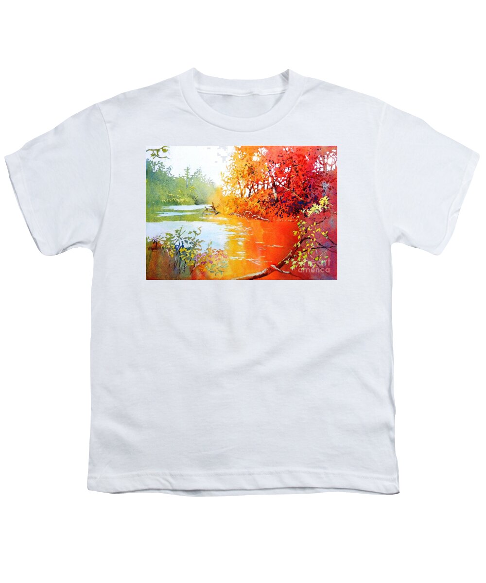 Landscape Youth T-Shirt featuring the painting Lakescene 1 by Celine K Yong