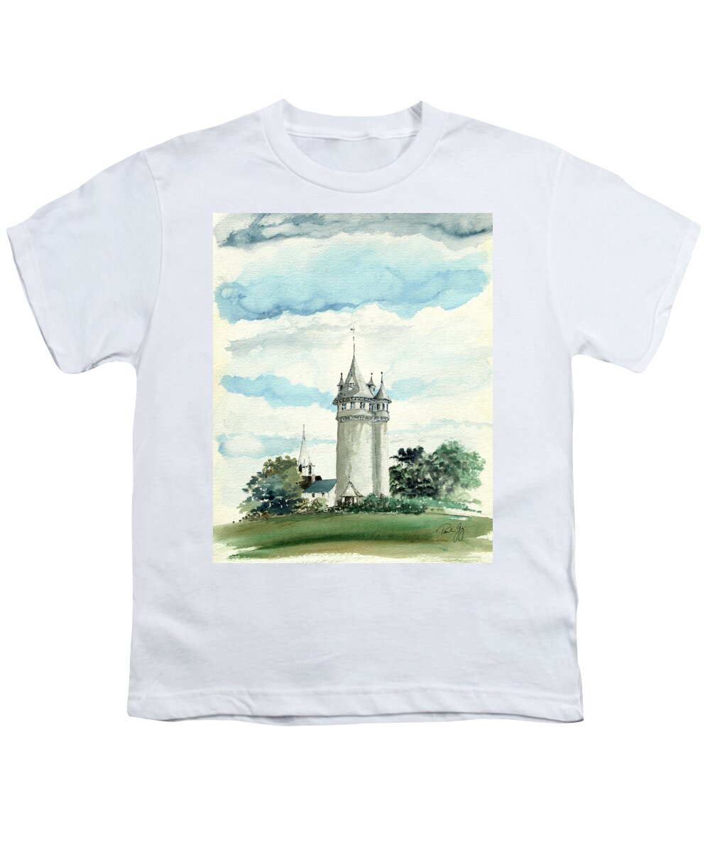 Scituate Youth T-Shirt featuring the painting Lawson Tower Scituate MA by Paul Gaj