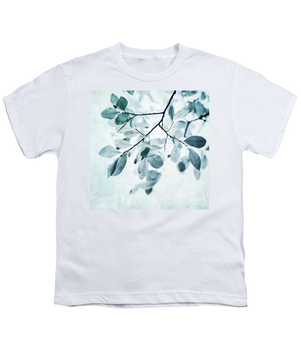 Foliage Youth T-Shirt featuring the photograph Leaves In Dusty Blue by Priska Wettstein
