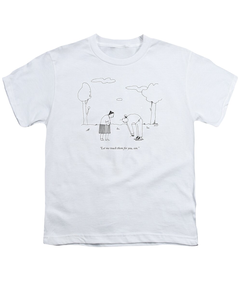 Stretch Youth T-Shirt featuring the drawing Let Me Touch by Liana Finck