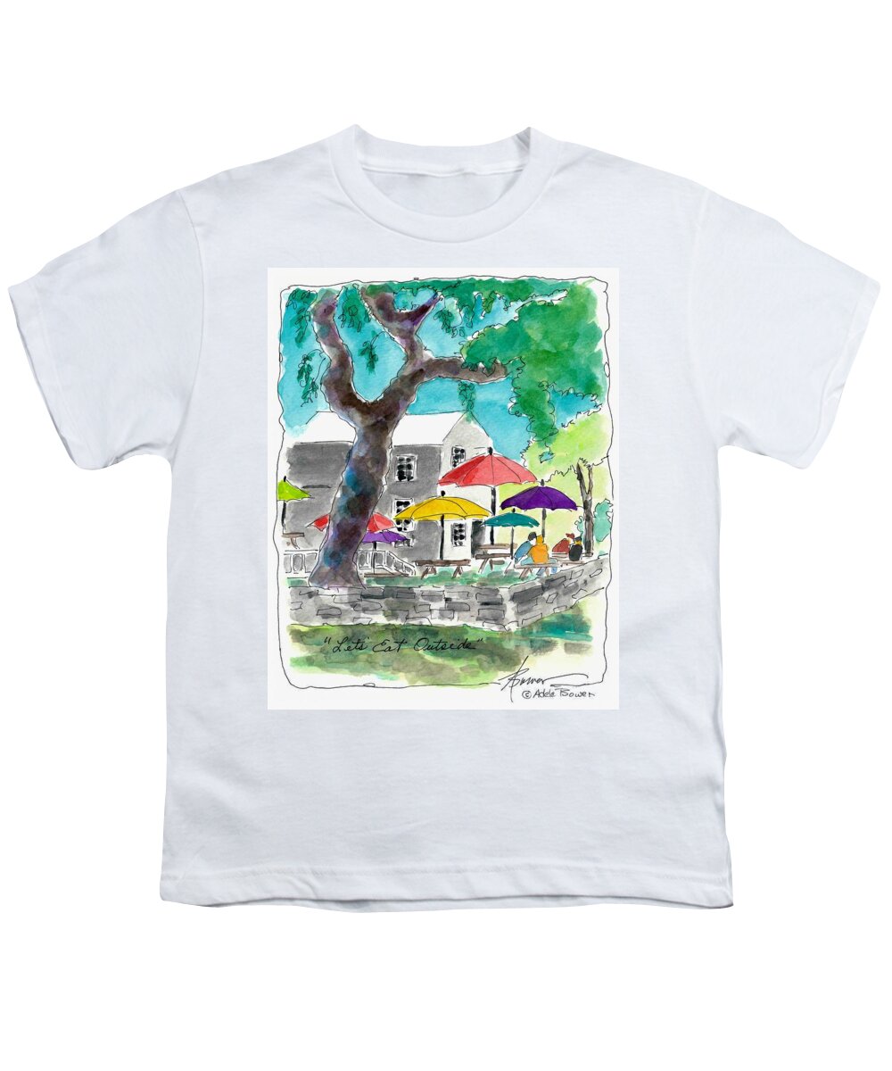 Outdoors Youth T-Shirt featuring the painting Let's Eat Outside by Adele Bower