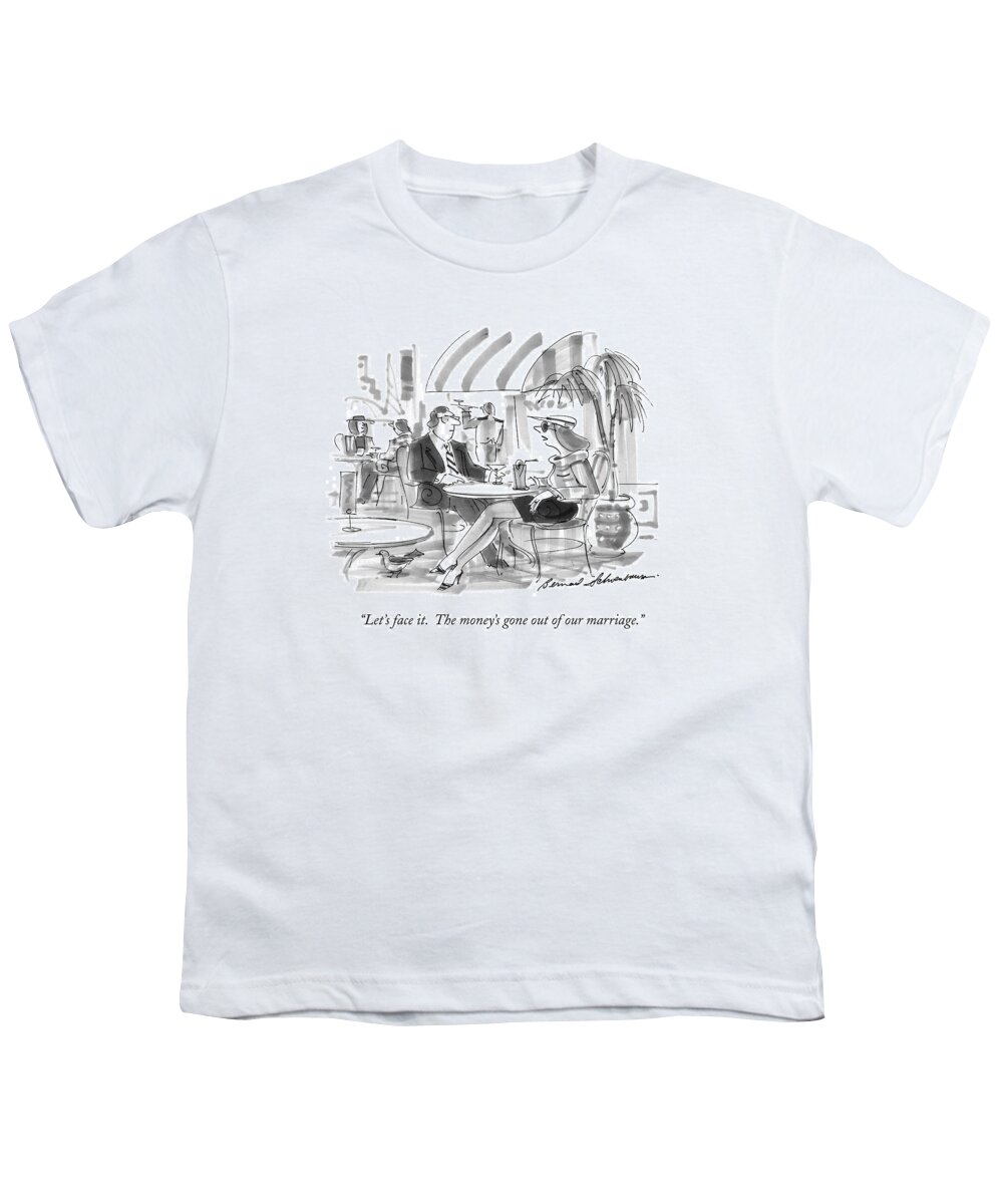 Marriage Youth T-Shirt featuring the drawing Let's Face It. The Money's Gone by Bernard Schoenbaum