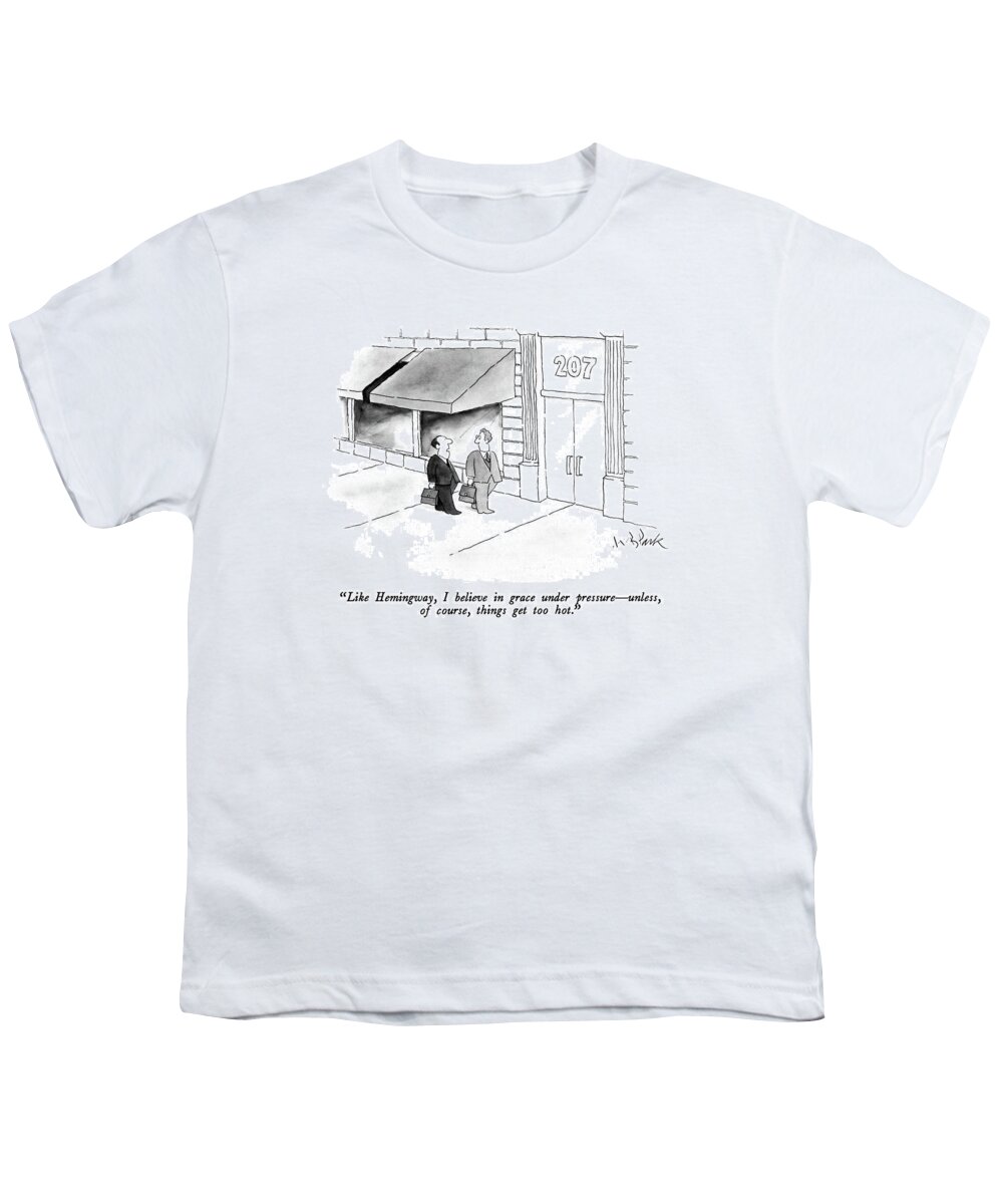 

 One Businessman To Another. - 
Writers Youth T-Shirt featuring the drawing Like Hemingway by W.B. Park