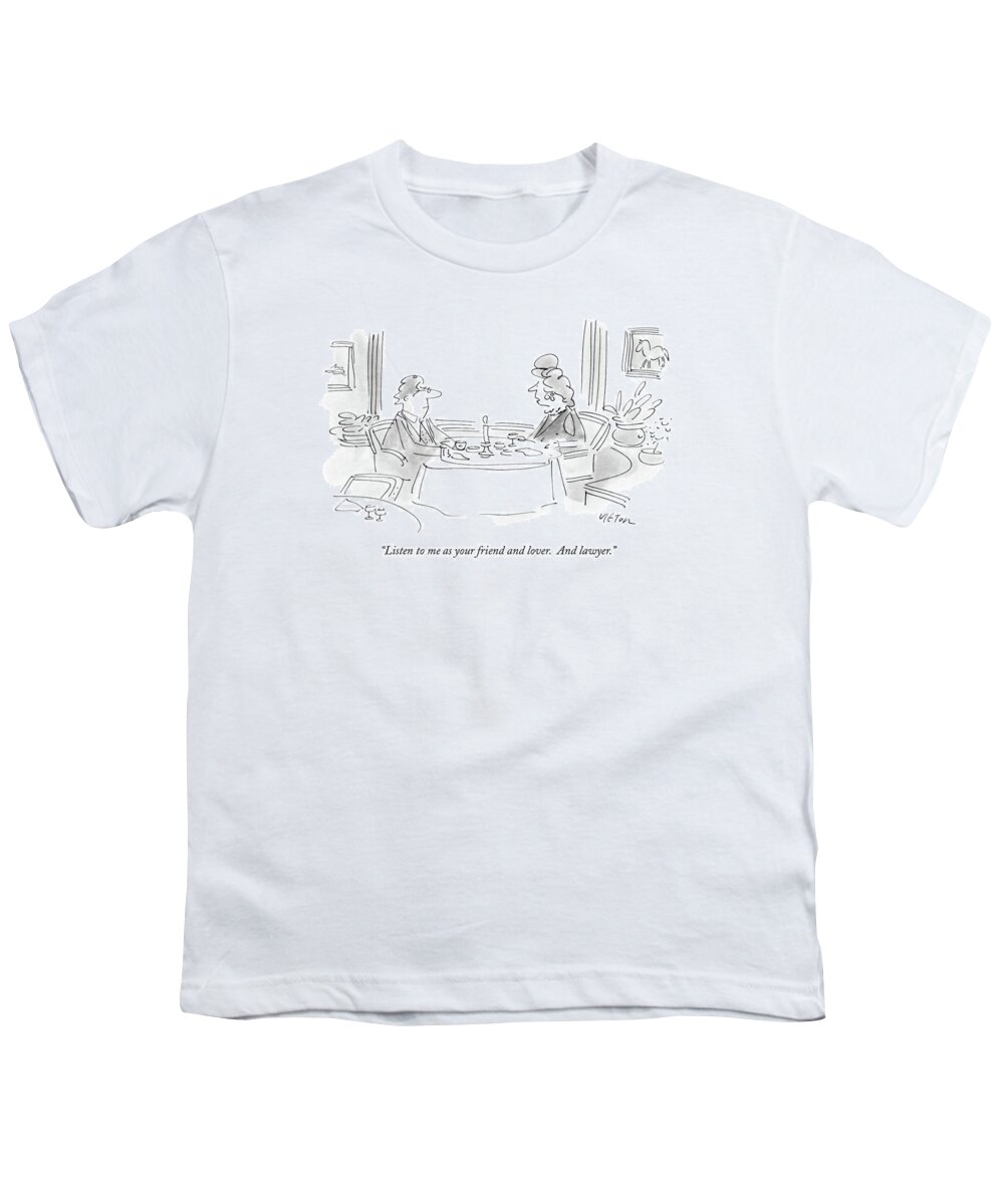 Relationships Youth T-Shirt featuring the drawing Listen To Me As Your Friend And Lover by Dean Vietor