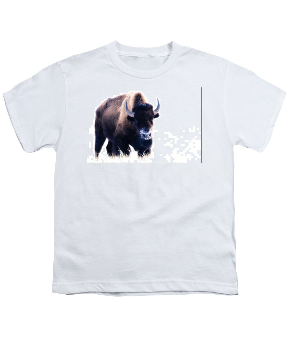 Bison Youth T-Shirt featuring the photograph Lone Bull by Donald J Gray