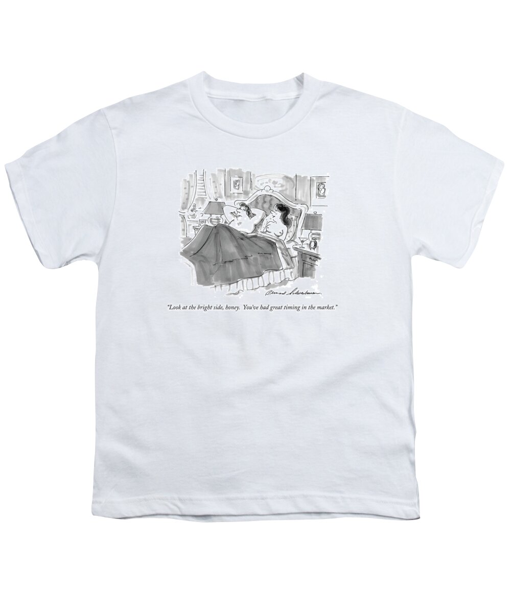 Business Youth T-Shirt featuring the drawing Look At The Bright Side by Bernard Schoenbaum