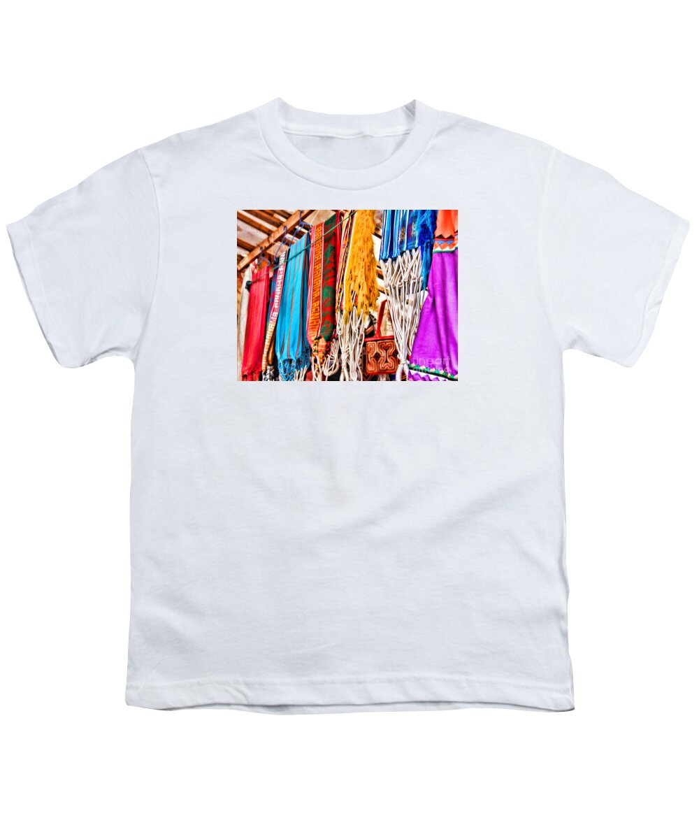 El Casco Viejo Youth T-Shirt featuring the photograph Market Hammocks in El Casco by Diana Sainz by Diana Raquel Sainz