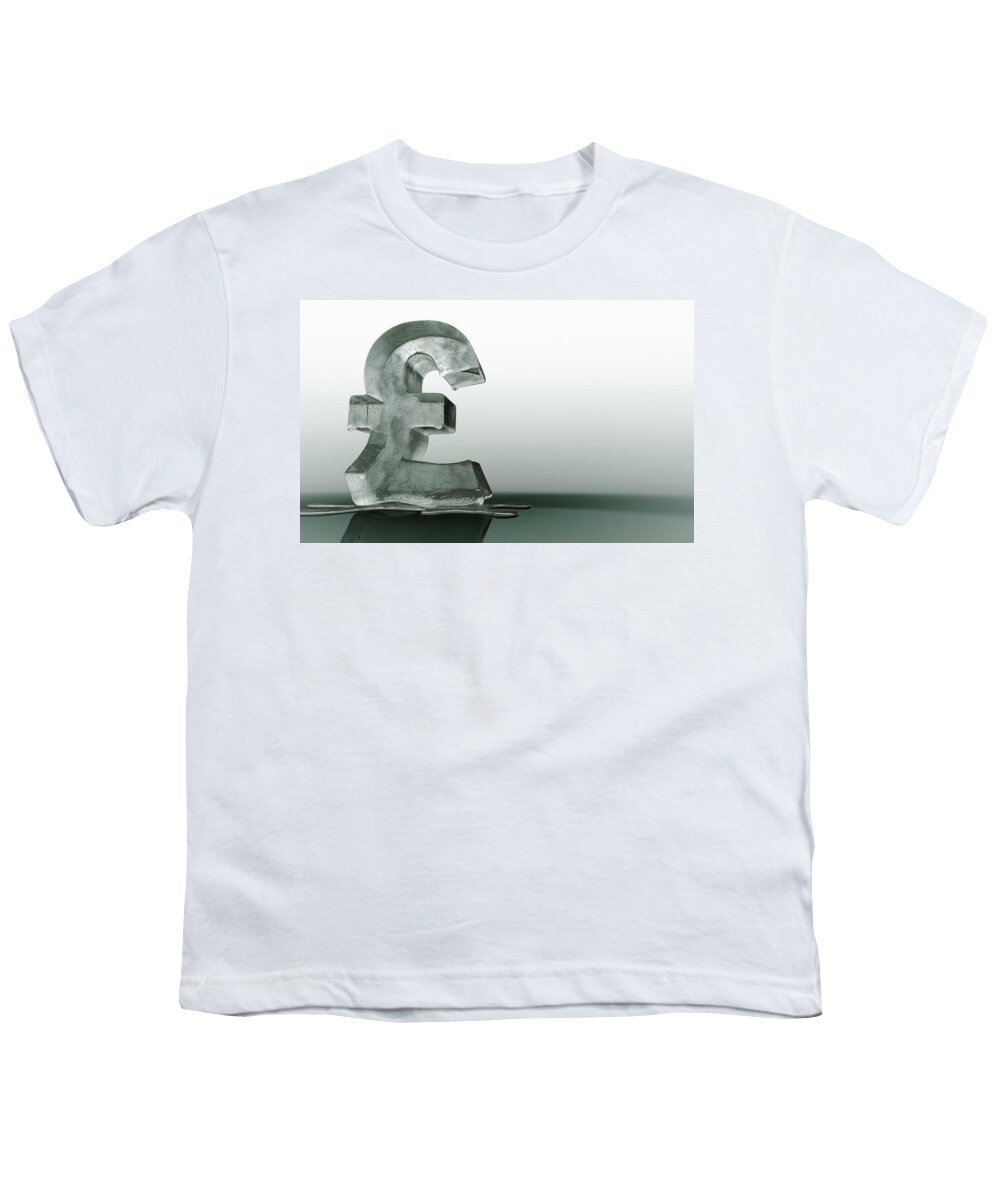 Adversities Youth T-Shirt featuring the photograph Melting Frozen British Pound Sign by Ikon Ikon Images