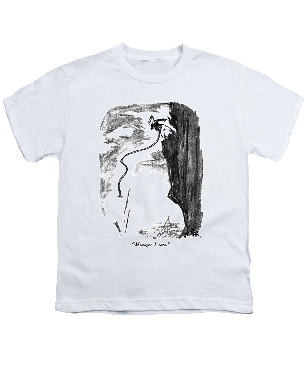 Sports Youth T-Shirt featuring the drawing Message: I Care by Robert Weber