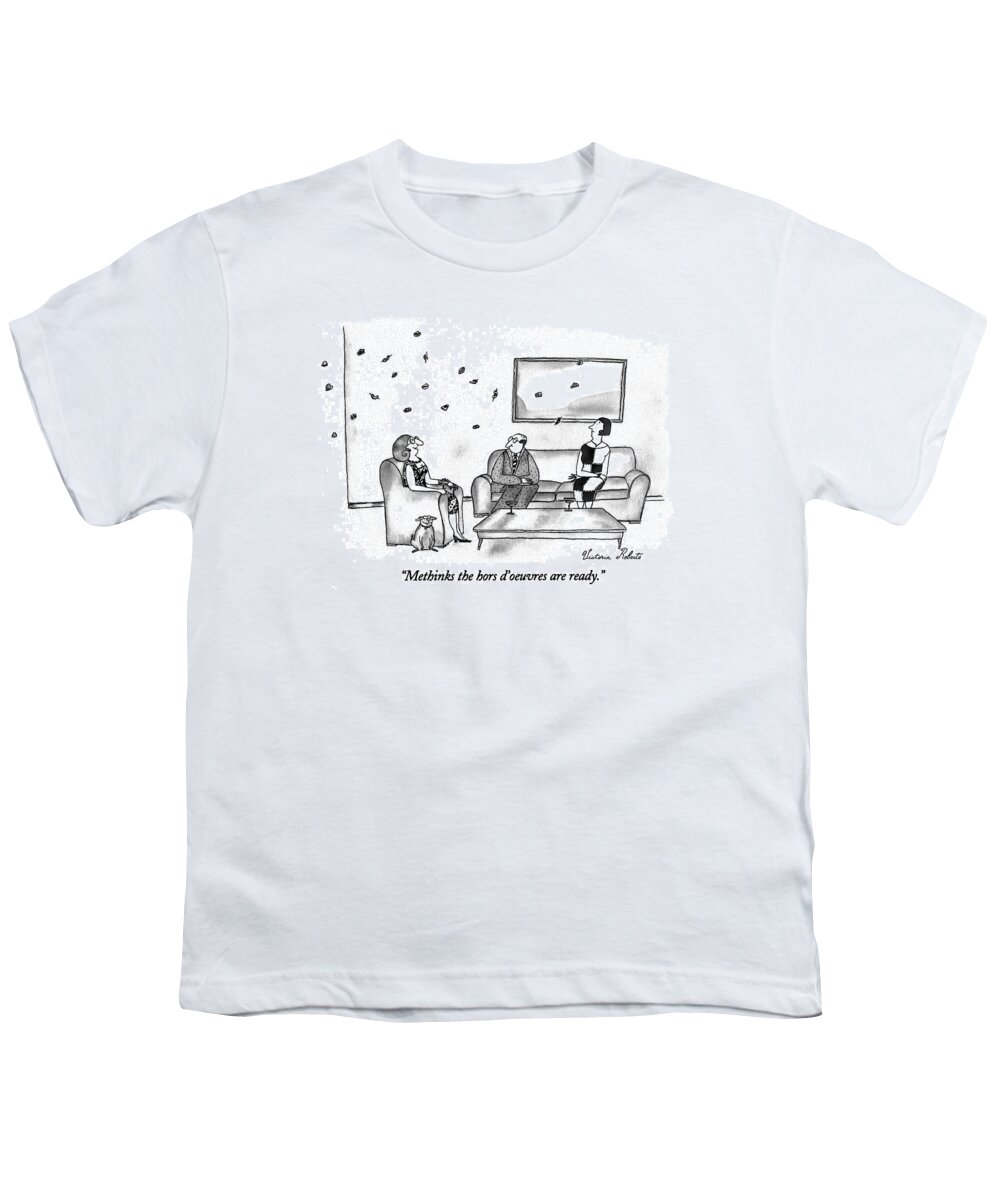 
Leisure Youth T-Shirt featuring the drawing Methinks The Hors D'oeuvres Are Ready by Victoria Roberts