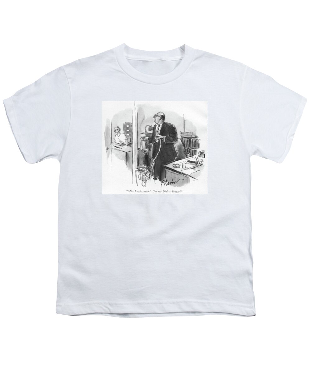 Youth T-Shirt featuring the drawing Get Me Dial a Prayer by Perry Barlow