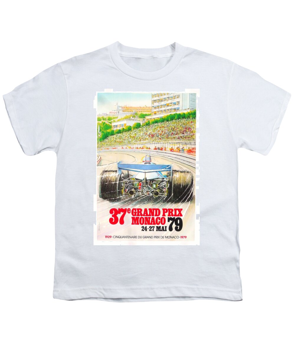 Monaco Grand Prix Youth T-Shirt featuring the digital art Monaco Grand Prix 1979 by Georgia Clare