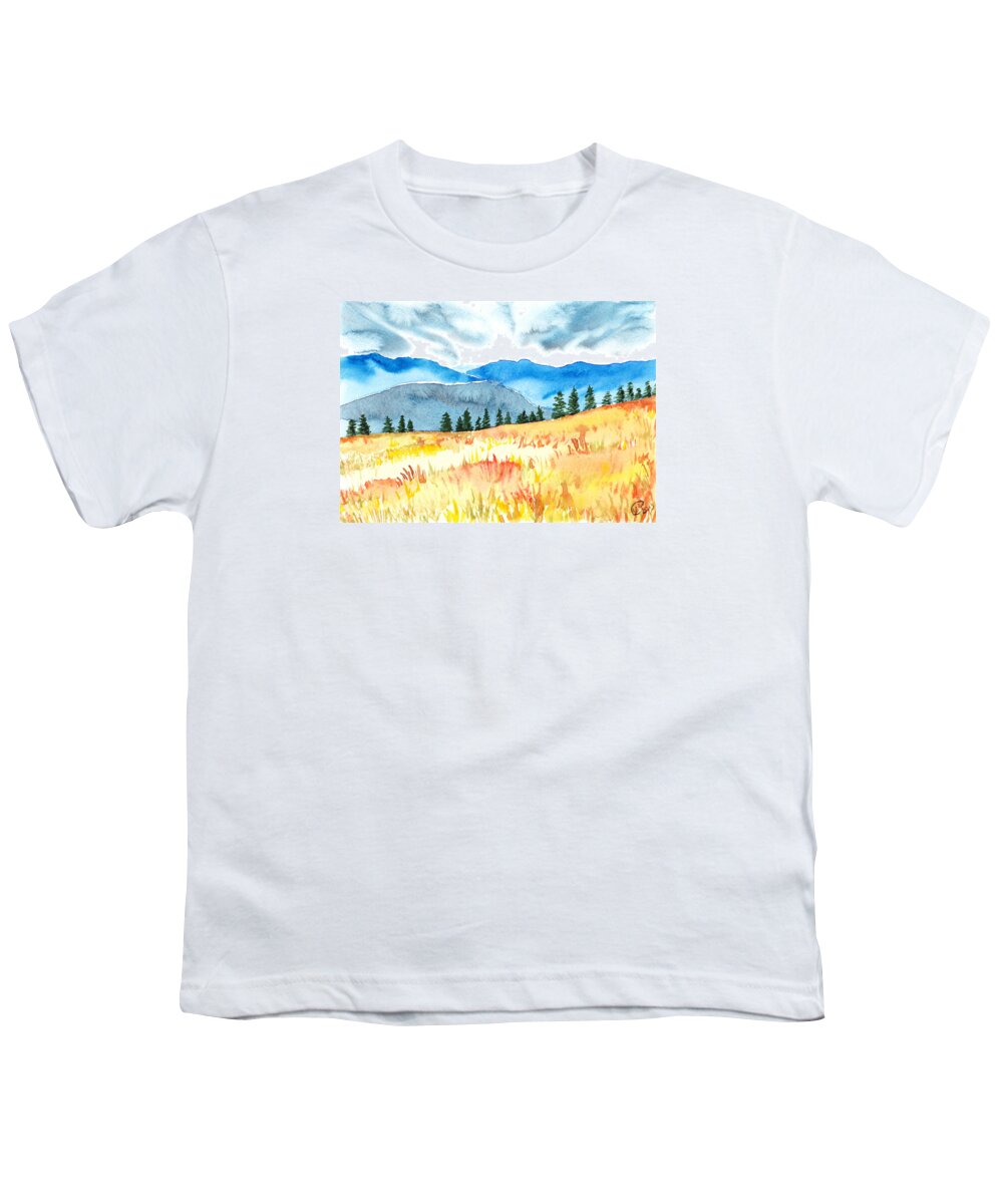 Painting Youth T-Shirt featuring the painting Mountain View by Kate Black