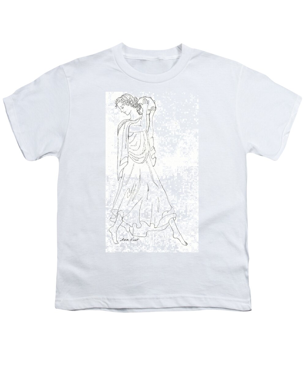 Muses Youth T-Shirt featuring the painting Terpsichore Muse of Dance by Maria Hunt
