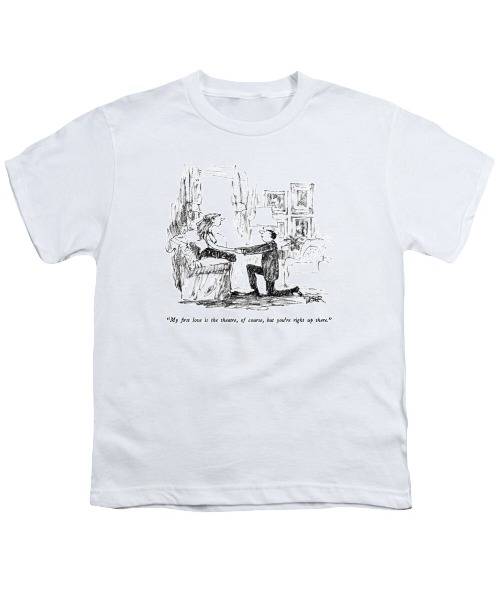 Entertainment Youth T-Shirt featuring the drawing My First Love Is The Theatre by Robert Weber
