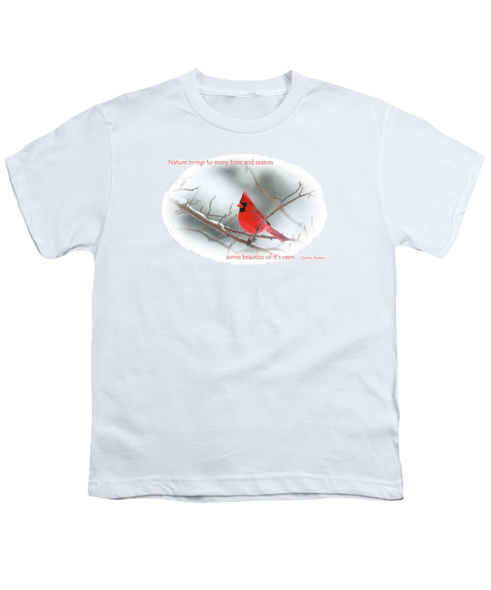 Red Cardinal Youth T-Shirt featuring the photograph Nature Brings by Karol Livote