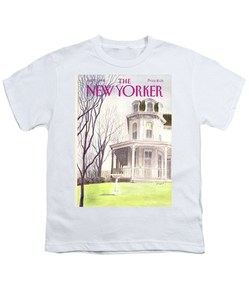 Animals Youth T-Shirt featuring the painting New Yorker April 13th, 1981 by Charles Saxon