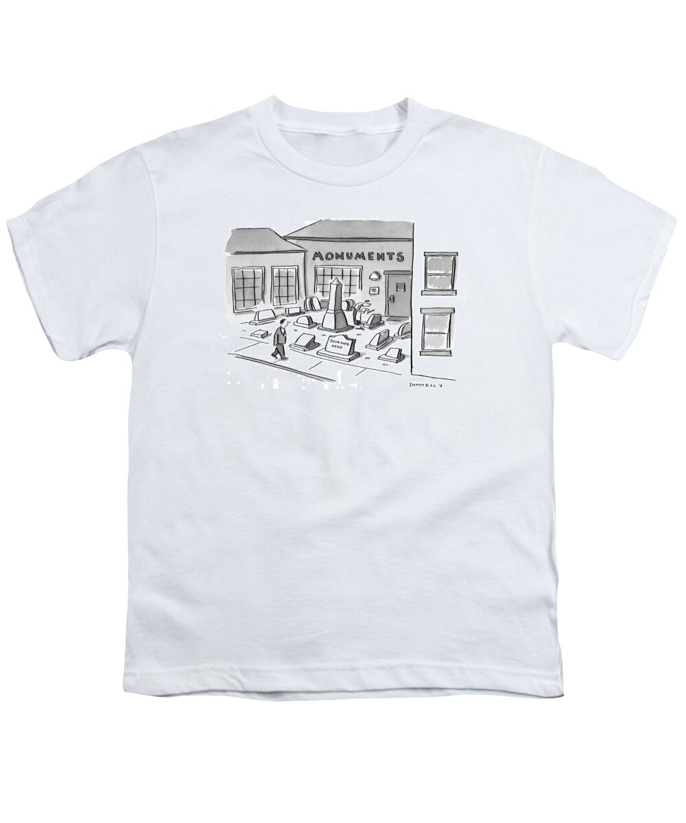 Cemeteries Youth T-Shirt featuring the drawing New Yorker April 20th, 1998 by Liza Donnelly